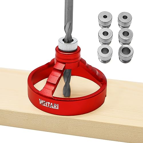 Drill Press Guide Jig,6/7/8/9/10mm Drill Bushings Vertical Hole Woodworking for Electric Power Hand Drill (Red) - color: Red