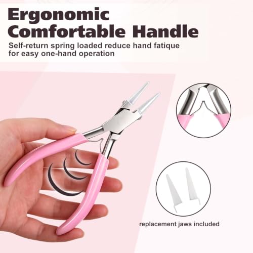 Round Nose Nylon Jaw Pliers for Jewelry Making, Mini Tapered Protective Soft Jaws, Includes Replacement Tips, Round Needle Nose Pliers for Beading, Looping, Shaping Wire, and DIY Crafts - style: Round Nose Nylon Jaws Pliers