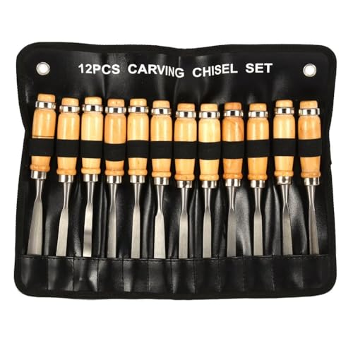 Limen 12-Piece Wood Carving Chisel Set – Professional Woodworking Tools for Carving and Turning, Includes Gouges and Parting Tool with Storage Case