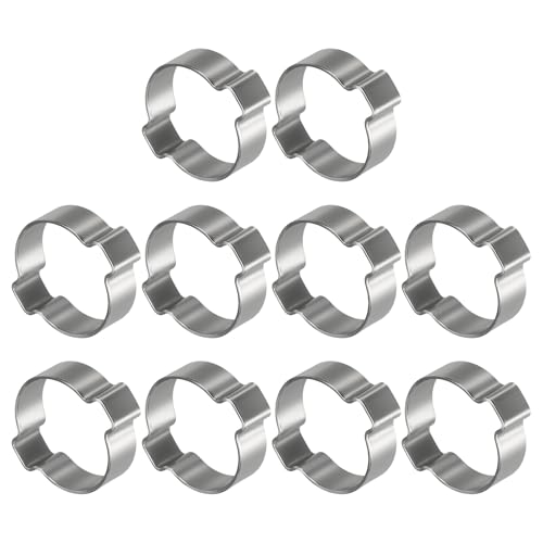 10 Pack Stainless Steel Range 21-25mm Double Ear Hose Clamps - size: 21-25mm