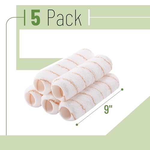Bates- Paint Roller Covers, 9", Brown Stripes, 5 Pack, Covers for Paint Rollers 9 Inch, 9 Inch Paint Roller Covers, Paint Roller Cover, Paint Roller Covers 9 Inch, Large Paint Roller Covers - color: Brown Stripes, size: 9 Inch, 5 Pack