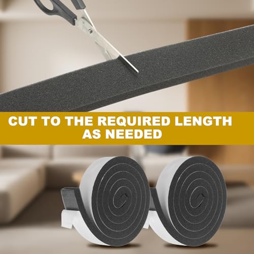 uxcell Weather Stripping Door Seal, 1-9/16" x 13/16" x 6.5 Ft Adhesive Foam Tape Seal Soundproof Insulation Strips for Door Frame Window Gaps (1 Roll, 6.5 Feet) - size: 1-9/16" x 13/16" (6.5 Ft)