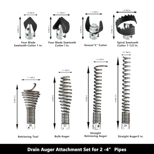 9-Piece Drain Snake Attachment Kit for Heavy-Duty Cables — Professional-Grade Tools for Experts & DIYers. Compatible with K-400,C-4,C-6,C-7,C-8,and C-9 Models. Includes 4 Cutters and 4 Spirals. - style: 16mm