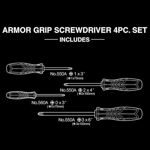 VESSEL ARMOR GRIP JISDRIVE Screwdriver 4PC. Set