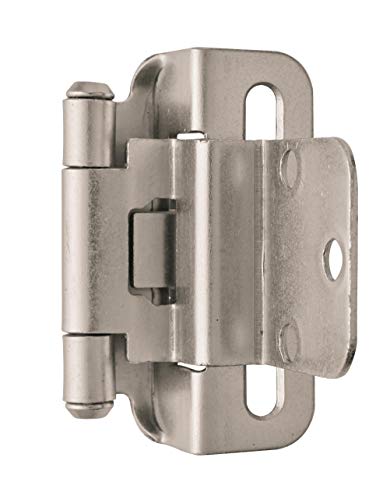 Amerock 1 Pair 3/8" Inset Satin Nickel Self-Closing Wrap Hinge - color: Satin Nickel, size: 3/8 Inch (10 mm) Inset