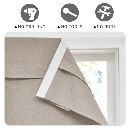 RYB HOME 100% Blackout Classroom Door Window Cover, Sidelight Curtains - color: Sand, size: 12"W x 40"L (Pack of 1)