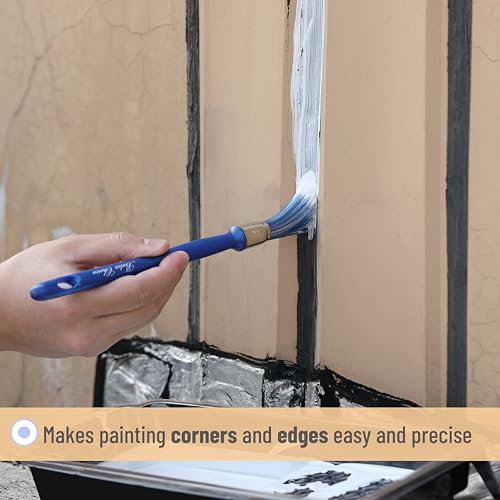 Bates- Paint Brushes for Walls, 5 Pack, Wall Paint Brushes(0.5"/1"/1.5"/2"/4"), Ergonomic Blue Handle
