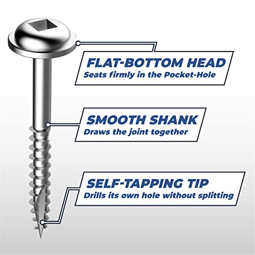 Kreg Zinc Pocket-Hole Screws - SML-F150-100 - 1-1/2 Inch - Fine Thread - Maxi-Loc Head - Indoor - 100 Count
