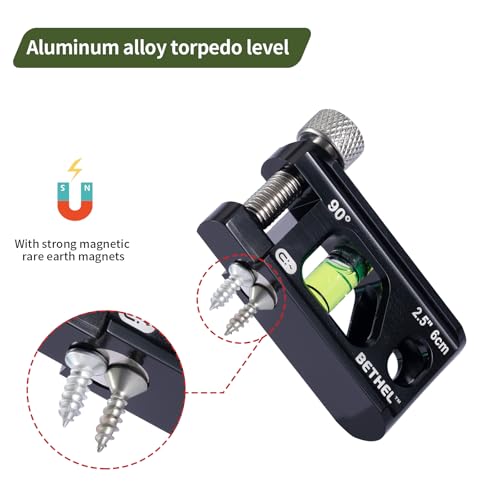 BETHEL 2.5 Inch Magnetic Torpedo Level Aluminum Alloy Pocket Conduit Level - color: Black 2.5in