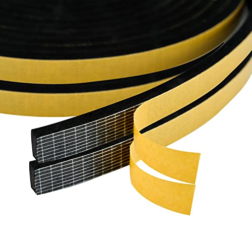 High Density Foam Weather Stripping Door Seal Strip Insulation Tape Roll for Insulating Door Frame, Window, Air Conditioner | Self Adhesive Sealing Weatherstrip (Black, 1/2 in x 1/4 in 30 Ft) - color: Black, size: 1/2 In x 1/4 In x 30 Ft