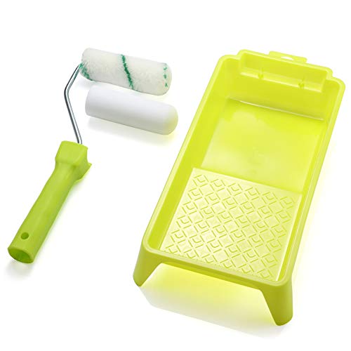 KUPOO 4" Foam Paint Roller Kit Mini Roller with Frame,Tray & Refills - size: 4 inch Foam Roller Set