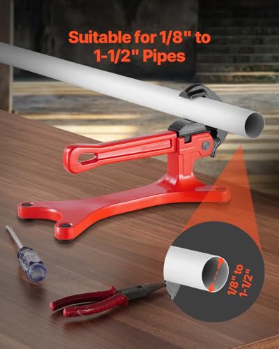 VEVOR Portable Pipe Vise, Lightweight Aluminum Pipe Clamp for 1/8" to 1-1/2" Pipe, Quick Grab Self-Adjusting Wrench for Pipe Cutting, Threading, Clamping, Ideal for Plumbing Repair