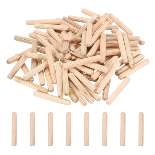PATIKIL 95 Pcs Wood Dowel Pins 1/4" x 1 1/2" Fluted Wooden Dowels Hardwood Pegs for Woodworking Furniture DIY Crafts Projects Door Art - size: 1/4" x 1 1/2"