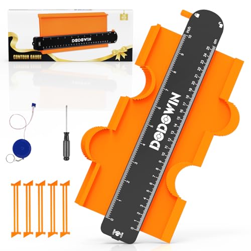 DODOWIN 10 Inch Contour Gauge with Lock, Gifts for Men, Dad and Husband - color: Orange-10 In.