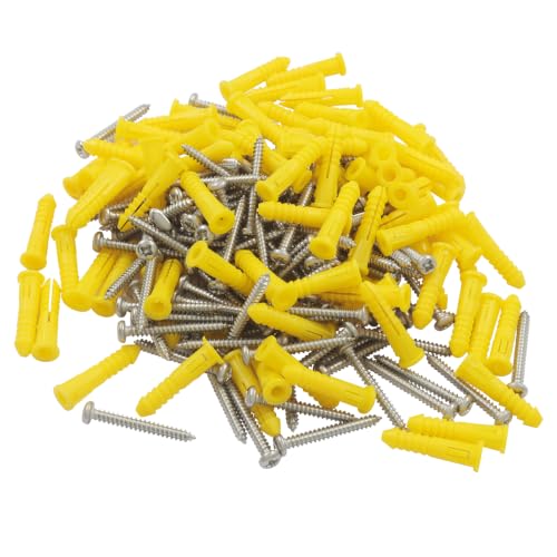Drywall Anchors and Screws Kit, 100 Pcs, #4-#6 7/8" Yellow - size: 7/8"