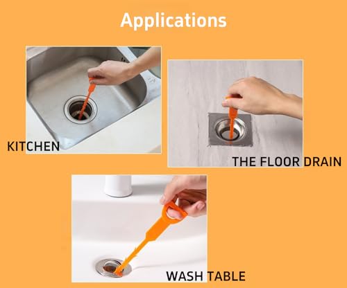 6-Piece Professional Drain Snake Cleaning Kit - Heavy Duty Clog Remover Tool for Shower, Sink, Bathtub, Toilet, Kitchen - Hair Removal Unclogger with Drill Attachment, Reusable Plastic Pipe Cleaner