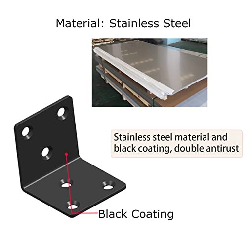 Black Stainless Steel Shelf Bracket,Joint Right Angle Bracket,L Shape Heavy Duty Metal Corner Brace Shelf Supporter for Wood Aufuga (20, 2x2x2) - size: 2x2x2