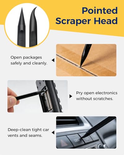 12Pcs Plastic Scraper Tool, Crevice Cleaning Tool, Non-Scratch Car Detailing Supplies for Cleaning, Versatile Label/Sticker Remover & Peeler Tool for Tight Spaces