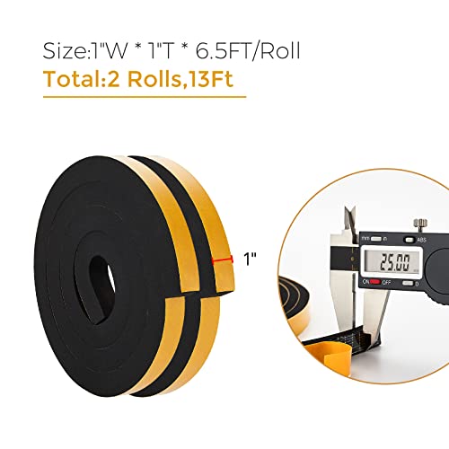 Ravinte Weather Stripping Door Seal, 1 x 1 Adhesive Foam Tape, 13 FT - color: Black, size: 1In x 1In x 13Ft