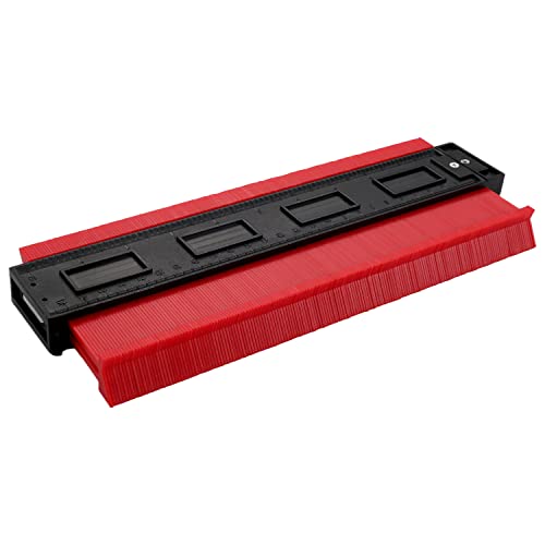 Utoolmart 10 Inch Profile Gauge Measure Ruler Contour Duplicator for Precise Measurement Tiling Laminate Wood Marking Tool Red 1pcs - size: 250mm Red