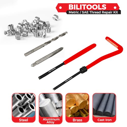 BILITOOLS M4x0.7 Helicoil Thread Repair Kit Metric, HSS Drill Heli Coil Repair Kit - size: M4 x 0.7, style: Metric