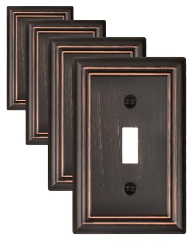 Switch Plates Outlet Covers, 4-Pack Metal Wall Plates, Aged Bronze - color: Aged Bronze, size: 1 Toggle 4PK