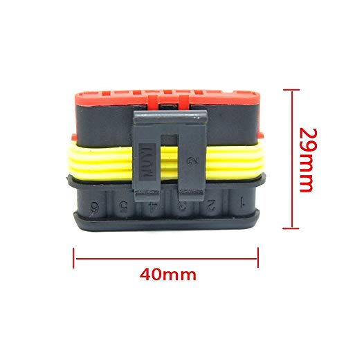MUYI 10 Kits 6 Pin Way Electrical Connectors for 20-16 AWG Wire Cable 10A - style: 6pin connector(10 sets)