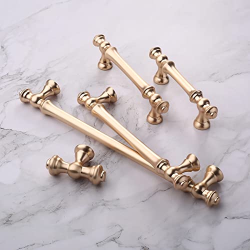 Asidrama 10 Pack 3 Inch(76mm) Brushed Brass Kitchen Cabinet Handles, Gold Cabinet Pulls Kitchen Cabinet Hardware for Cupboard Drawer Pulls - color: Brushed Brass, size: 3" Hole Center, style: 10 Pack