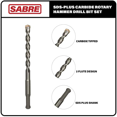 8-Piece SDS Plus Drill Bit Set, Carbide Tipped, Rotary Hammer Drill Bits for Brick, Stone, Concrete
