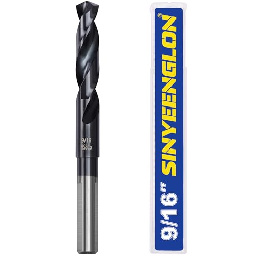 9/16 Drill Bit for Metal and Hardened Steel, M35 Cobalt 1/2 Inch Reduced Shank Industrial Grade Heavy Duty Drill Bit, with Index Storage Case - size: 9/16 in
