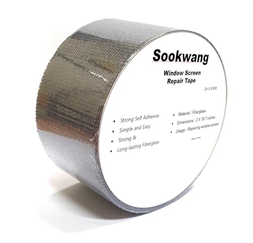 Window Screen Repair Kit Tape Repair Kit for Window Screen and Screen Door Strong Adhesive Window Screen Mesh Repair Waterproof Screen Repair Kit（2 in × 6.56ft） Grey