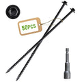 [Pack of 50] #14 x 10 Wood Structural Screws, Heavy Duty Hex Head Timber/Log/Landscaping Wood Screws, Rust Resistant, Hex Socket Included - color: Black, size: #14 x 10"