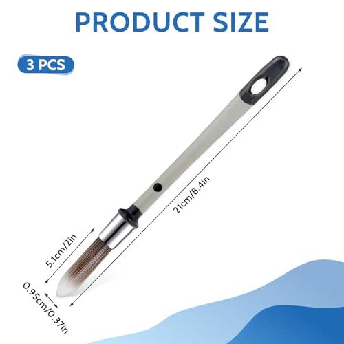 3 Pcs Paint Brushes for Painting Walls 0.37 Inch Small Paint Brush, Trim Paint Brushes Edge Painting Tool for Baseboards Furniture House Wall Corners Detail Paint Edger Brush and Touch Up Painting