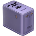 VINTAR Universal Travel Adapter 70W GaN, 5-in-1 with 3USB-C PD & 1USB-A QC - color: 70W Purple