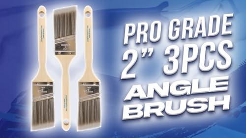 Pro Grade Paint Brushes, 2 Inch Angled Paint Brush, Trim & Walls, 3 Pack - size: 3Ea H 2A
