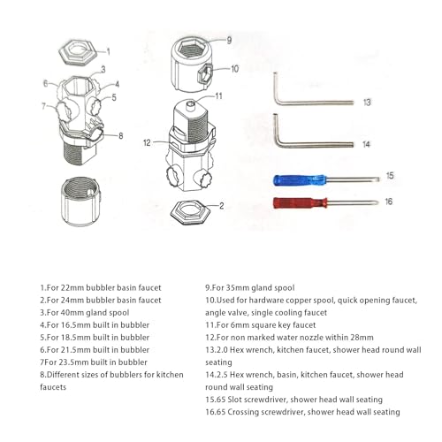 Garosa 16 in 1 Faucet Wrench Tool Set for Faucet Repair Installation