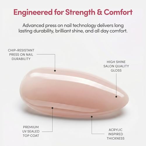 Glamnetic Press On Nails - Short Oval, Glossy Fake Nails 30 Pc Full Kit - color: 2C - Fall Mauve