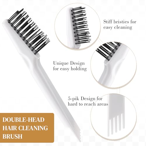 Boao 2 Pack Hair Brush Cleaner,White,Wood Color,Polished Wooden Handle Rake - color: White, Wood Color, style: Polished Wooden Handle Rake