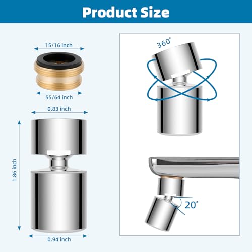 Hibbent NSF/ANSI/CAN 61 & cUPC Certified Faucet Aerator, Chrome - color: Chrome, style: Classic 360 Degree Faucet Aerator