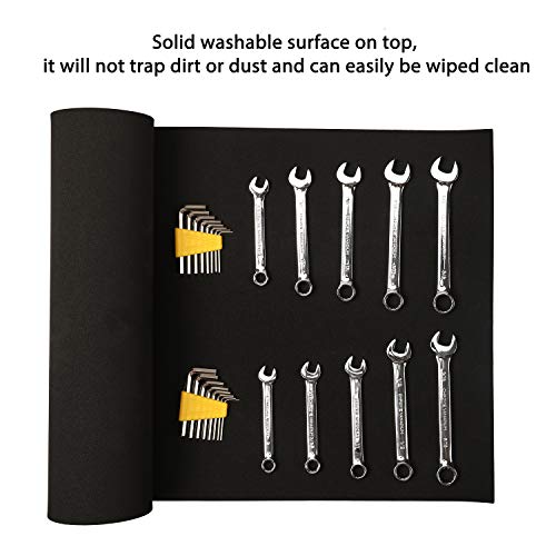 CASOMAN Professional Tool Box Liner and Drawer Liner - 16 inch (Wide) x 6 feet (Long), Non-Slip,Black - size: 15.9"W x 72"L