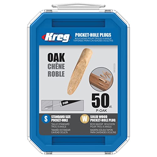 Kreg Solid-Wood Pocket-Hole Plugs, Solid Oak, P-OAK, 50 Count - color: Oak Plugs