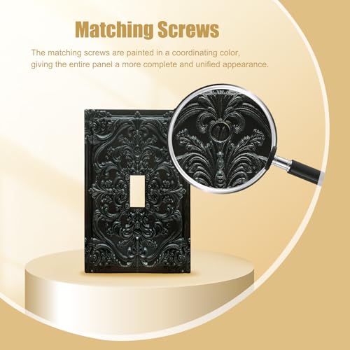 Decorative Light Switch Plate Covers Black Flower Elegant 3D Floral Embossed 1 Gang Light Switch Cover Plate Single Toggle Wall Plate Outlet Covers Faceplate for Bedroom Home Decor - color: Black, size: 1-Gang Toggle/ 5 x 3 IN