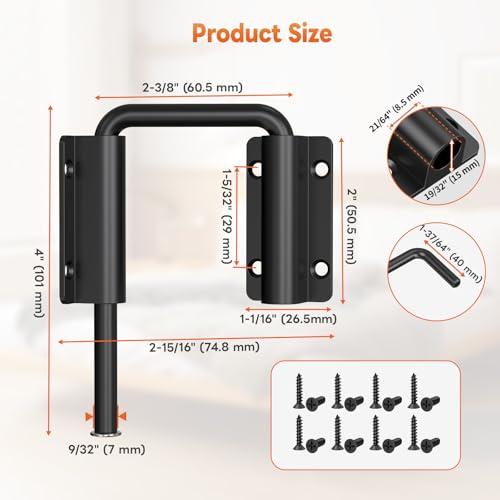 Upgraded Sliding Door Loop Lock, Gate Latches, Black - color: Black-1PC
