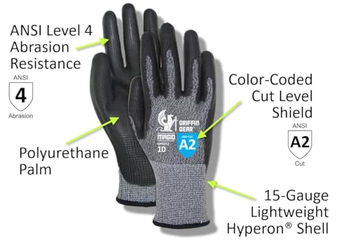 Magid GPD252 A2 Cut Gloves, Polyurethane Palm, 24 Pairs, Size 6/XS - size: 6/XS, style: 24 Pair