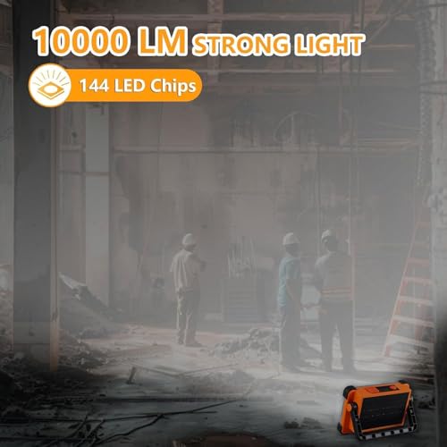 YXQUA 120W Solar Rechargeable Work Light, 144 LED 10000LM, Orange - color: Orange