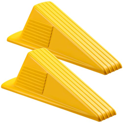 Frienda 2 Pcs Heavy Duty Rubber Door Stops Wedge Stackable,Yellow - color: Yellow