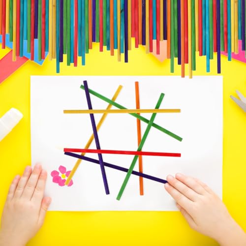 Healifty Wooden Craft Sticks, 50-Pack 5.9 Inch Colorful Round Dowels