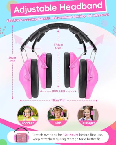 ZOHAN 032 Kids Noise Cancelling Headphones - 25dB NRR Kids Ear Protection, Hearing Protection Safety Ear Muffs for School Monster Truck Fireworks Traveling Studying Concerts Autism - Hot Pink - color: 1pack - Pink 2.0