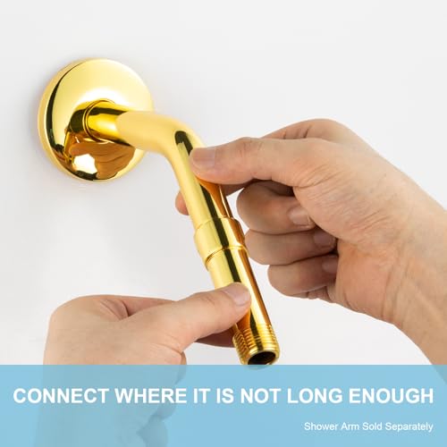 OFFO Shower Head Extension Arm, Shower Arm Extension Shower Head Extender Made of 304 Stainless Steel Shower Pipe Extension, Bright Gold 3 in - color: Bright Gold, style: 3 in