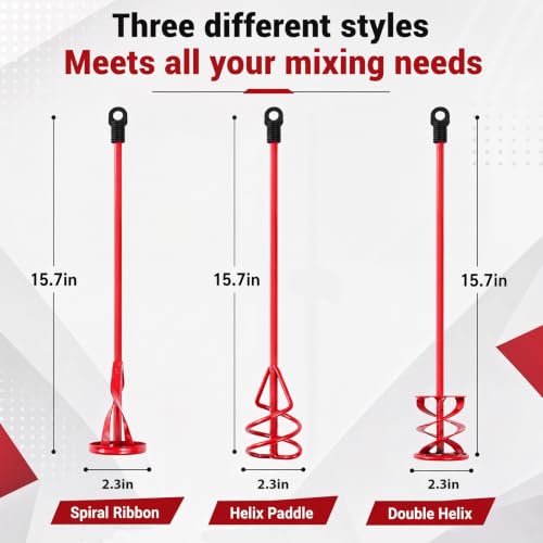 MorningRo 3 Pack Paint Mixer for Drill, Concrete Cement Mixer, Red - color: Red
